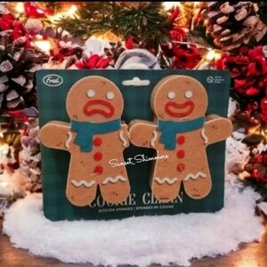 2pc GINGERBREAD MAN Christmas Cookie Kitchen Sponge Scrubber Set New